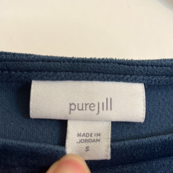 J. Jill purejill Velour Tunic Top w/ Pockets Size S Blue Long Sleeves Lounge - Picture 4 of 8